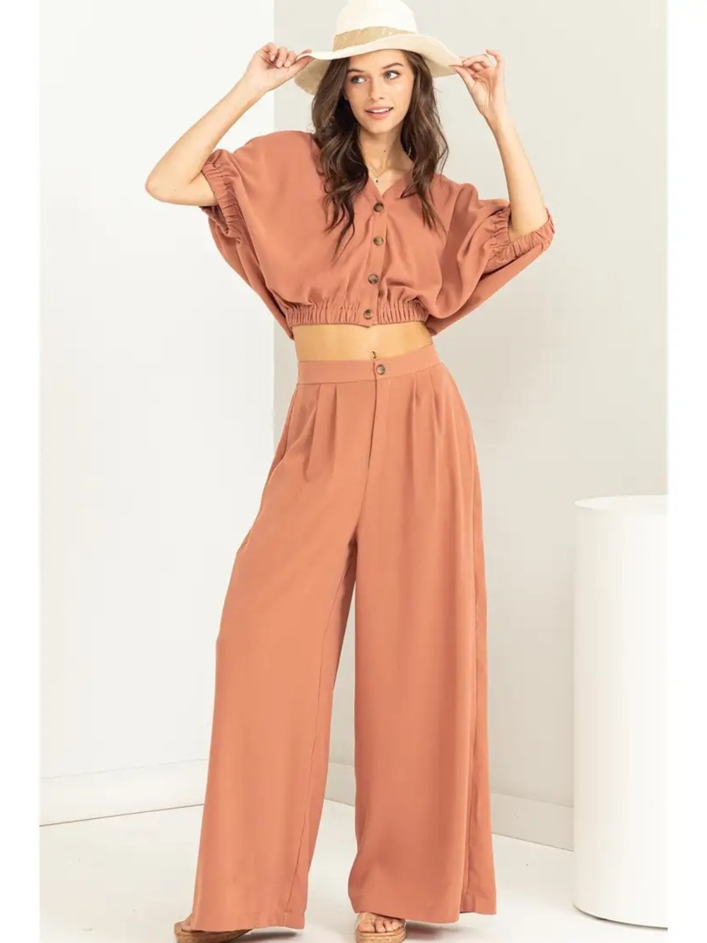 HYFVE 2-piece Set Blouse & Wide Leg High-Waist Pants